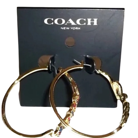 NWT COACH Signature Script Hoop Earrings - Picture 6 of 7
